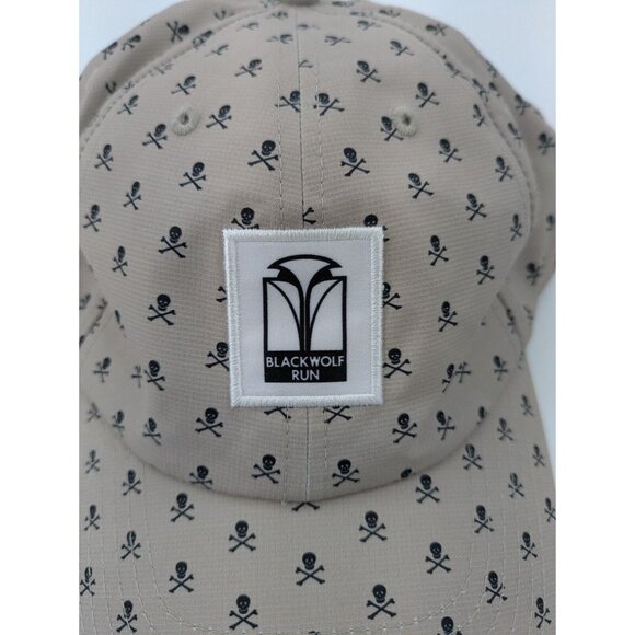 Blackwolf Run Hat Men Strap Spell Out Golf Resort Course‎ Skulls Tan - Picture 6 of 7